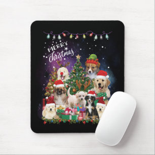 Tapis De Souris Chiens Joyeux Noël Lumière