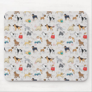 Tapis De Souris Chiens mignons Design Motif Blanc