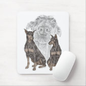 Tapis De Souris Chiens noirs Doberman (Avec souris)