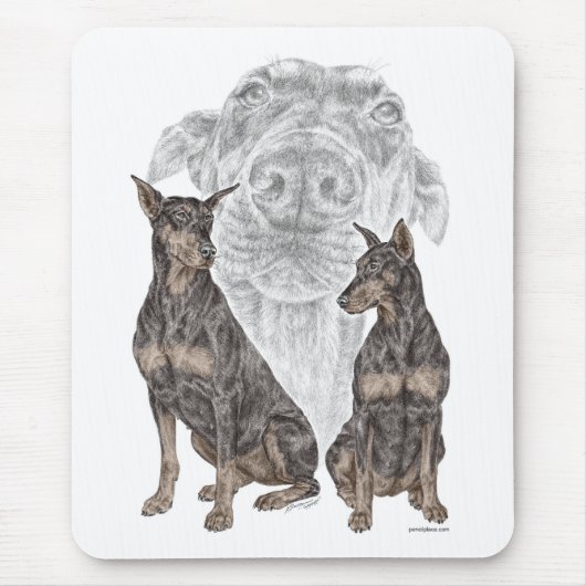 Tapis De Souris Chiens noirs Doberman (Devant)