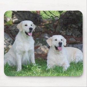 Tapis de souris Chiens Retriever doré souriants