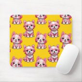 Tapis De Souris Chiens roses mignons - Jaune (Avec souris)