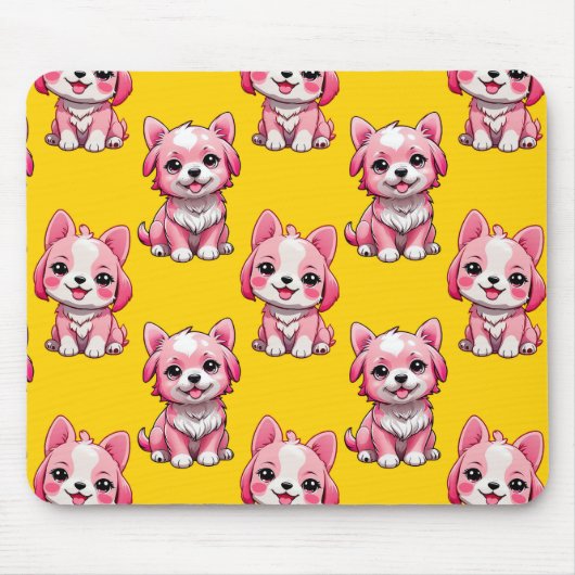 Tapis De Souris Chiens roses mignons - Jaune (Devant)