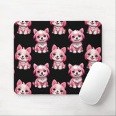Tapis De Souris Chiens roses mignons - Noir (Avec souris)