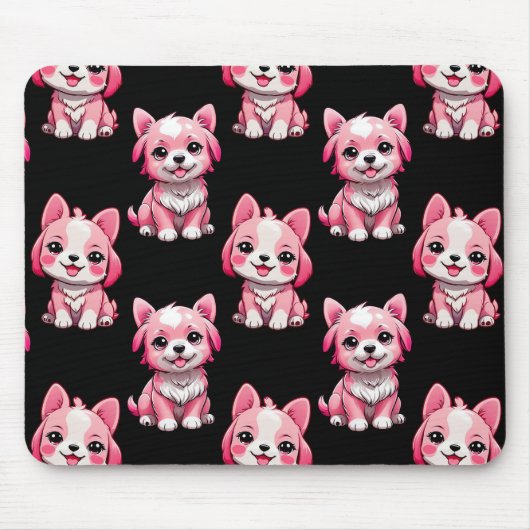 Tapis De Souris Chiens roses mignons - Noir (Devant)