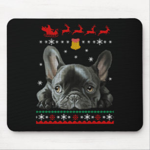 Tapis De Souris Chiffre de taureau français Joyeux Noël avec Fre