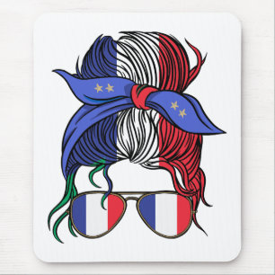 Tapis De Souris Chignon décoiffé France avec drapeau français