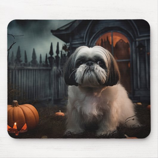Tapis De Souris Chih Tzu Halloween effraie (Devant)