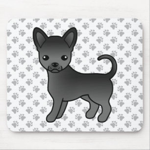 Tapis De Souris Chihuahua à poil lisse noir Chien de dessin animé 