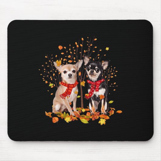 Tapis De Souris Chihuahua Bonjour Automne Chien Feuilles automne T (Devant)