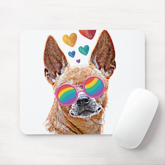 Tapis De Souris Chihuahua Chien avec Coeurs Saint Valentin Jeter P (Avec souris)