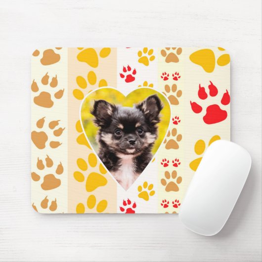 Tapis De Souris Chihuahua Chiot Chien Coeur Empreintes de pattes M (Avec souris)