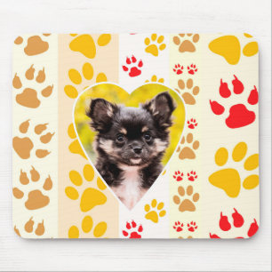 Tapis De Souris Chihuahua Chiot Chien Coeur Empreintes de pattes M