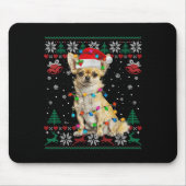 Tapis De Souris Chihuahua Christmas Père Noël Ugly Sweater Amoureu (Devant)