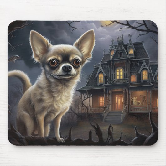 Tapis De Souris chihuahua Halloween effroi (Devant)