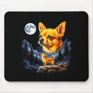Tapis De Souris Chihuahua hurlant à la lune art de chien vintage