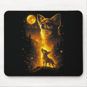 Tapis De Souris Chihuahua hurlant à la lune vintage rétro 90s