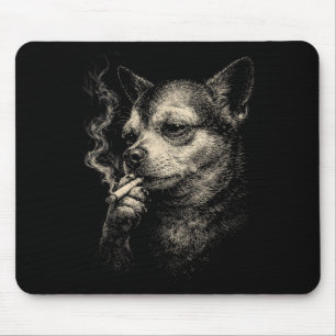 Tapis De Souris Chihuahua Mème de Chien Fumant Drôle Pour Hommes F