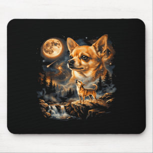 Tapis De Souris Chihuahua Minimal Hurlement Lune Vintage Drôle