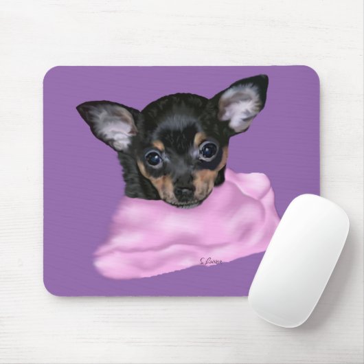 Tapis De Souris Chihuahua Noir et Tan Chihuahua (Avec souris)