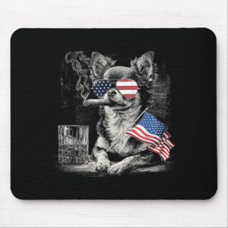 Tapis De Souris Chihuahua Papa Chien Patriote Drapeau Américain Ju