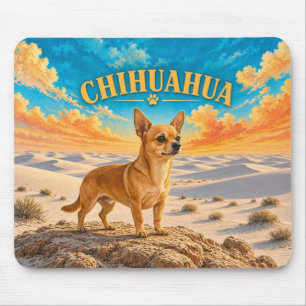 Tapis De Souris Chihuahua, Sables Blancs Aquarelle Vintage