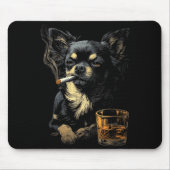 Tapis De Souris Chihuahua Smoking Cigarette Whisky Lover Funny Dog (Devant)