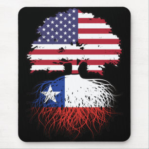 Tapis De Souris Chili Américain chilien USA Arbre Racines Drapeau