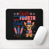 Tapis De Souris Chill The Fourth Out Chihuahua Chien Drapeau Améri (Avec souris)