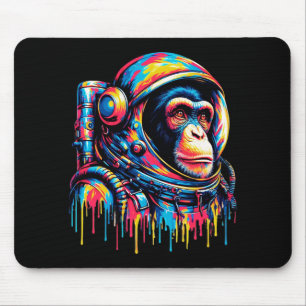 Tapis De Souris Chimpanzé, astronaute de la goutte de peinture col