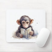 Tapis de souris chimpanzé lisant mignon (Avec souris)