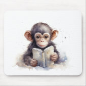 Tapis de souris chimpanzé lisant mignon (Devant)