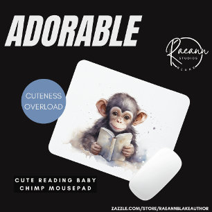 Tapis de souris chimpanzé lisant mignon
