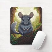 Tapis De Souris Chinchilla dans la forêt (Avec souris)