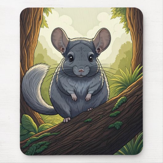Tapis De Souris Chinchilla dans la forêt (Devant)