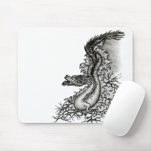 Tapis De Souris Chine Dragon, noir et blanc Design en Tattoostyl (Avec souris)