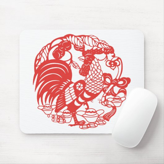 Tapis De Souris Chinois Papier-Coq Année Zodiac Anniversaire MP (Avec souris)
