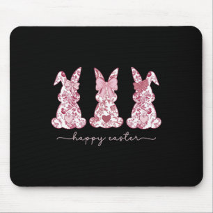 Tapis De Souris Chinoiserie Bunny Pâques Bow rose Coquette mignonn