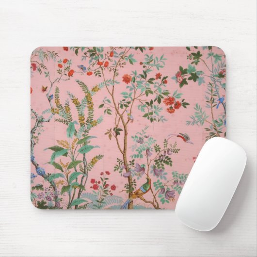 Tapis De Souris Chinoiserie rose Oiseau Floral (Avec souris)