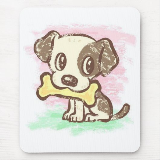 Tapis de souris Chiot avec os (Devant)