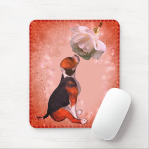 Tapis De Souris Chiot Beagle Rose Blanche Chien