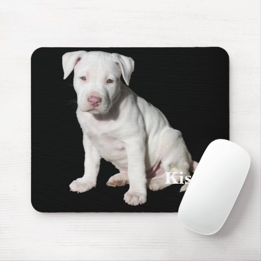 Tapis De Souris Chiot blanc de Pitbull de bébé (Avec souris)
