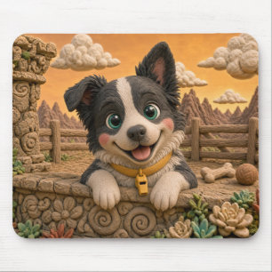 Tapis De Souris Chiot Border Collie Mignon, Bébé Chien