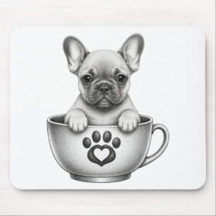 Tapis De Souris Chiot Bouledogue Français Tasse à Thé