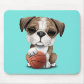 Tapis De Souris Chiot britannique de bouledogue jouant avec le (Devant)