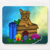 Tapis De Souris Chiot dans une boîte, Joyeux Noël (Devant)