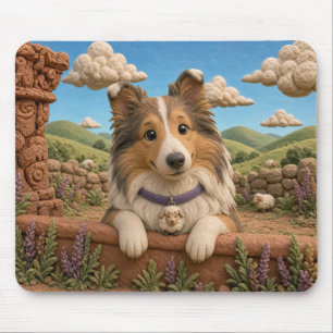 Tapis De Souris Chiot de berger des Shetland mignon, bébé chien