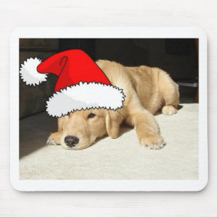 Tapis De Souris Chiot de Noël Golden Retriever