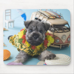 Tapis De Souris Chiot de Schnauzer miniature et vacances d'été