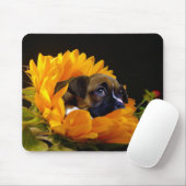 Tapis De Souris Chiot en boîte à Tournesol mousepad (Avec souris)
